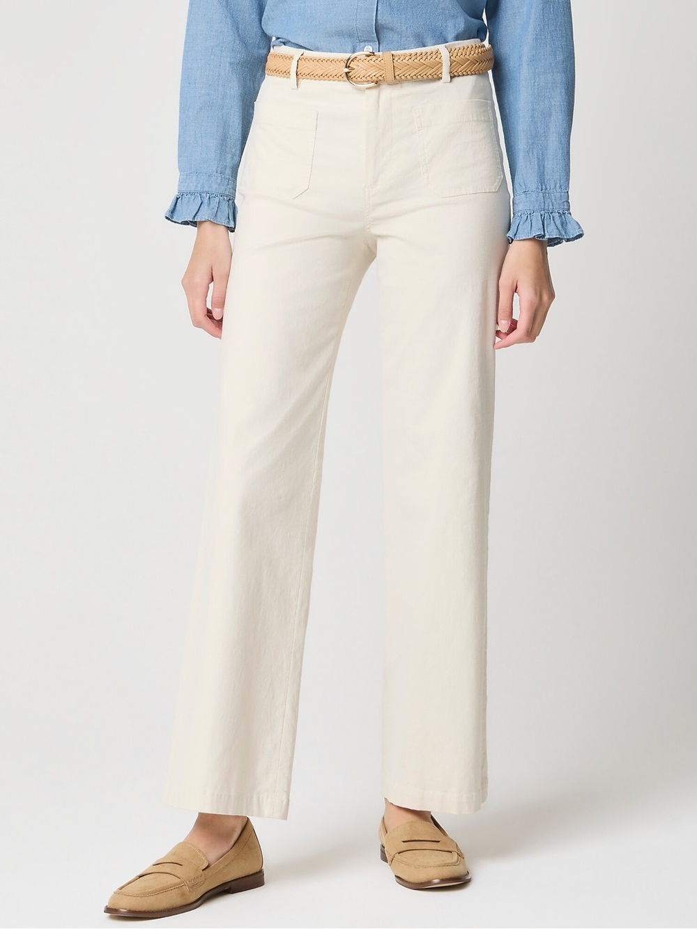 J Crew Factory women’s Lizzie wide-leg pant tall natural cream Size 24T NWT